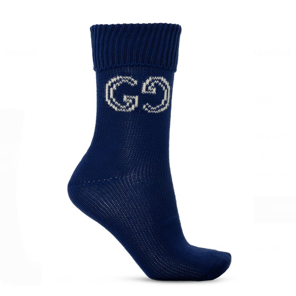Gucci GG logo Lit Circus Knit Socks in Blue